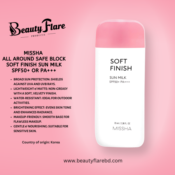 Missha All Around Safe Block Soft Finish Sun Milk SPF50+ Or PA+++