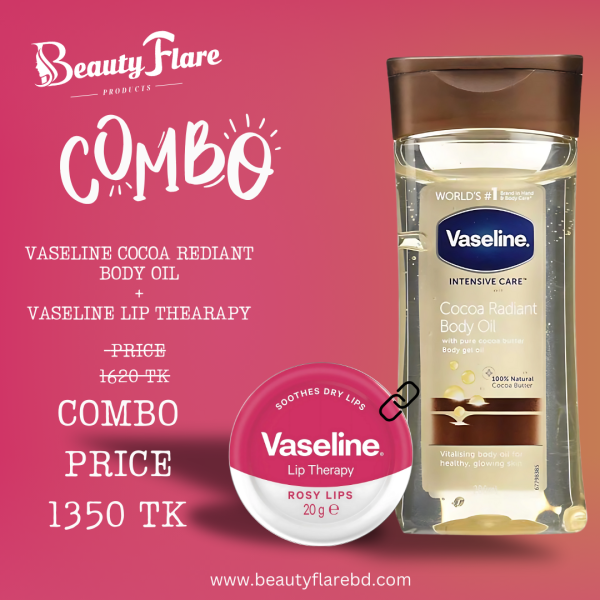 VASELINE COCOA REDIANT BODY OIL + VASELINE LIP THEARAPY